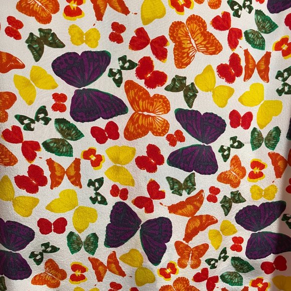 Nieves Lavi Scoop Neck Multicolor Butterfly Print Dress Size 4 (Excellent Cond.) - Picture 2 of 4